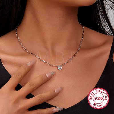 925 Sterling Silver Cubic Zirconia Pendant Necklaces for Women UW1038-2-1
