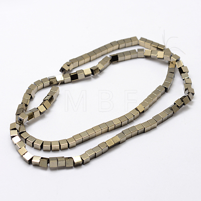 Electroplate Non-magnetic Synthetic Hematite Beads Strands G-J170A-3x3mm-08-1
