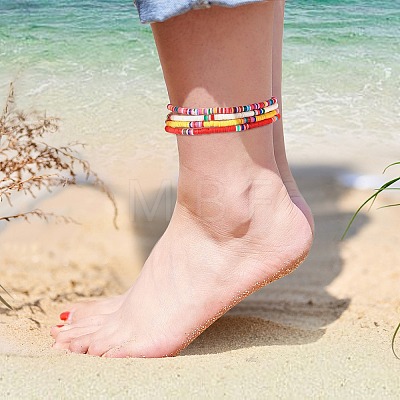 Handmade Polymer Clay Heishi Beads Anklets Sets AJEW-SW00007-1