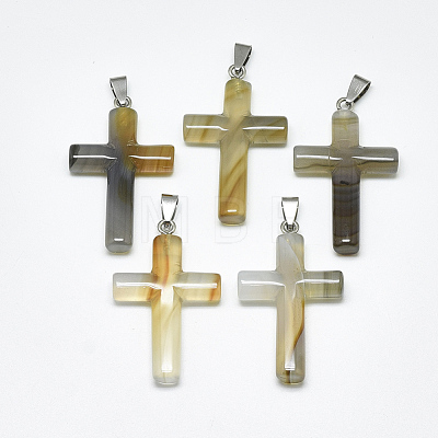 Natural Grey Agate Pendants G-T122-18O-1