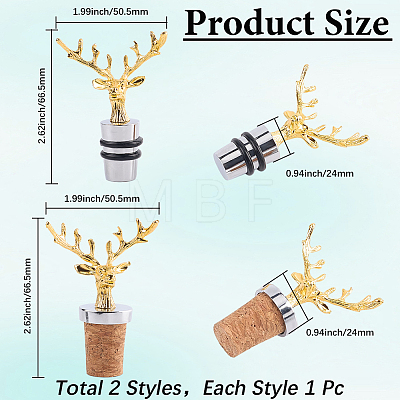 2Pcs 2 Style Zinc Alloy Wine Stoppers FIND-GF0011-17B-1
