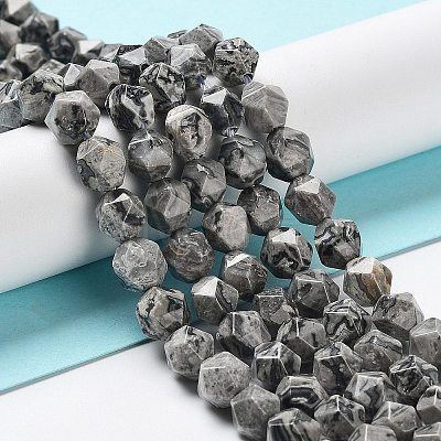 Natural Map Stone Beads Strands G-G030-A02-01-1