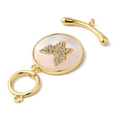 Brass Micro Pave Clear Cubic Zirconia Toggle Clasps KK-N254-92G-1