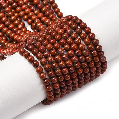 Natural Red Jasper Round Bead Strands G-A130-3mm-08-01-1