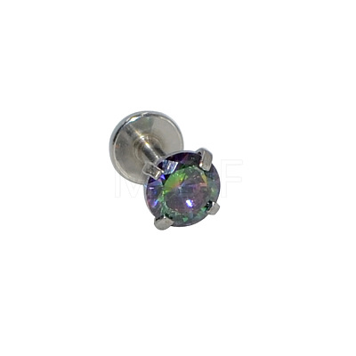 304 Stainless Steel Colorful Synthetic Opal Threadless Labrets For Women Men WGF4990-37-1