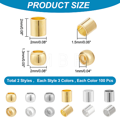  600Pcs 6 Style Brass Beads KK-PH0009-58-1