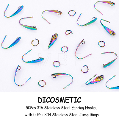 50Pcs 316 Stainless Steel Earring Hooks DIY-DC0001-47-1