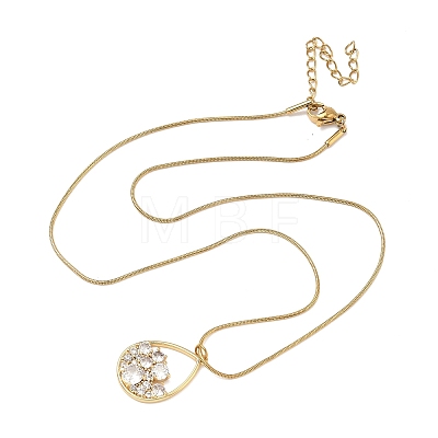 304 Stainless Steel Micro Pave Clear Cubic Zirconia Pendant Necklaces for Women NJEW-Z103-01G-05-1