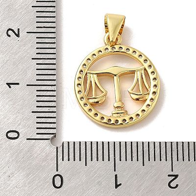 Zodiac Theme Brass Micro Pave Cubic Zirconia Pendants KK-M273-05I-G-1