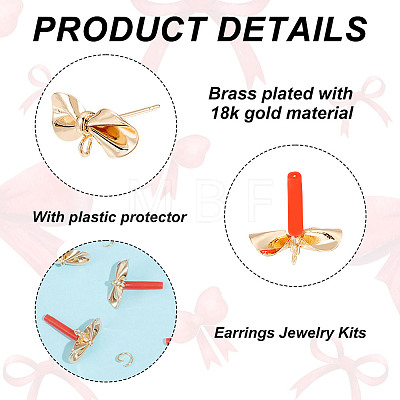 GOMAKERER DIY Bowknot Brass Stud Earring Making Findings Kits DIY-GO0001-33-1