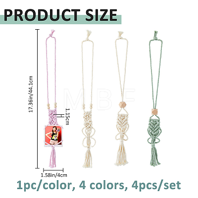 4Pcs 4 Colors Cotton Braided Holder Pendant Decorations HJEW-FH0001-85-1