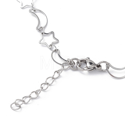 Non-Tarnish 304 Stainless Steel Star & Moon Link Chain Anklets for Men Women LS-STAS-B039-15P-1