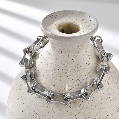 304 Stainless Steel Bone Link Bracelets for Women Men BJEW-F488-28P-1