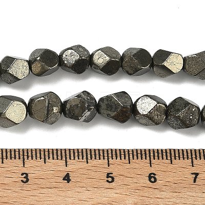 Natural Gold Pyrite/Golden Pyrite Beads Strands G-G459-A01-6mm-1