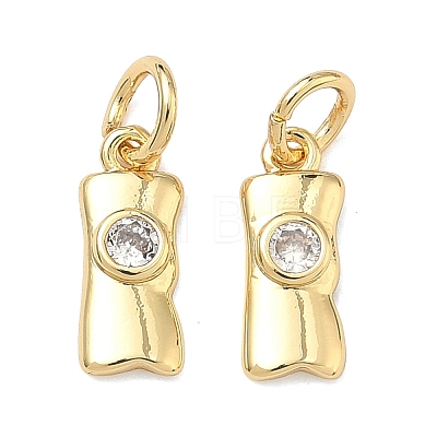 Brass Micro Pave Clear Cubic Zirconia Charms KK-B170-15G-1