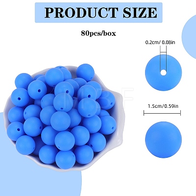 80Pcs Round Silicone Focal Beads SIL-SZ0001-24-09-1