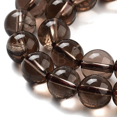 Natural Smoky Quartz Round Beads Strands X-G-E329-8mm-38A-1