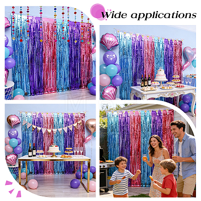 3Pcs PET Iridescent Metallic Party Tassel Streamers DIY-WR0005-71A-1