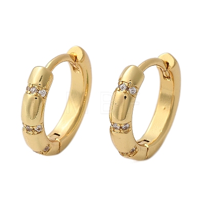 Sparkling Cubic Zirconia Huggie Hoop Earrings for Girl Women EJEW-H126-15G-1