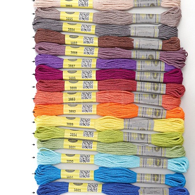 16Bundles 16 Colors Hand-woven Embroidery Cotton Threads PW-WGBC0D6-01-1