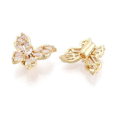 Brass Micro Pave Cubic Zirconia Beads KK-N276-08G-1