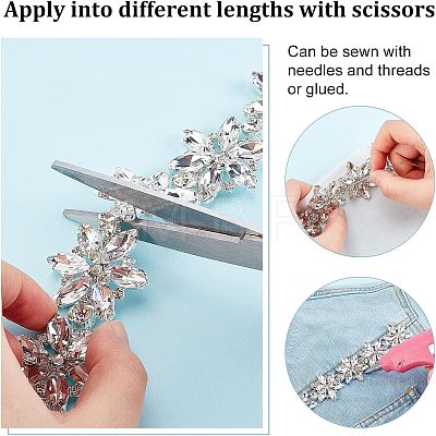 1Pc Shiny Flower Crystal Rhinestone Trim DIY-FG0003-37-1