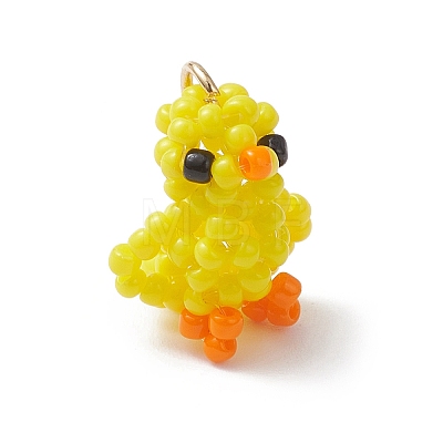 Glass Seed Beaded Duck Pendants PALLOY-MZ01100-1