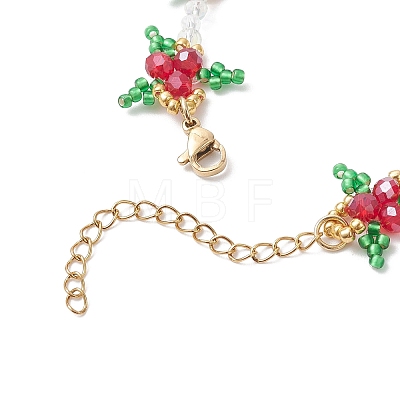 Christmas Glass Beaded Bracelets for Women BJEW-MZ00243-1