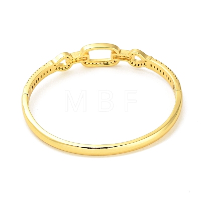 Brass Micro Pave Clear Cubic Zirconia Hollow Rectangle Hinged Bangles for Woman BJEW-M312-03D-G-1