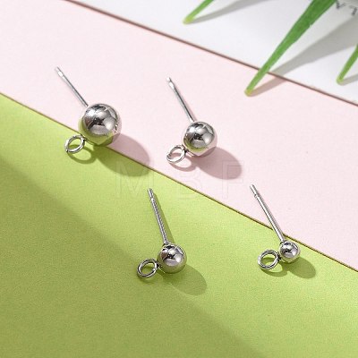 Non-Tarnish 40Pcs 4 Styles 202 Stainless Steel Ball Stud Earring Findings STAS-LS0001-13P-1