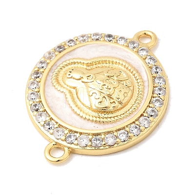 Brass Micro Pave Clear Cubic Zirconia with Enamel Religion Connector Charms KK-A296-14G-01-1