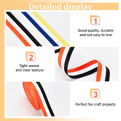   5 Styles Three Color Polyester Striped Ribbon OCOR-PH0002-72-1