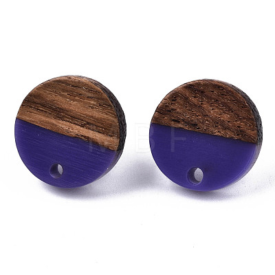 Opaque Resin & Walnut Wood Stud Earring Findings MAK-N032-008A-B02-1