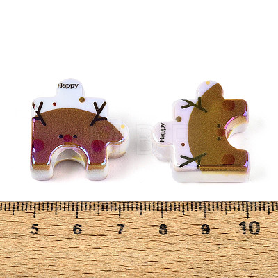 UV Plating Opaque Printed Acrylic European Beads OACR-N153-06C-1