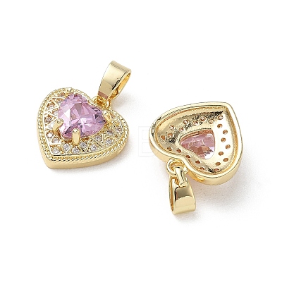 Valentine's Day Brass Micro Pave Pearl Pink Cubic Zirconia Charms KK-A299-14G-1