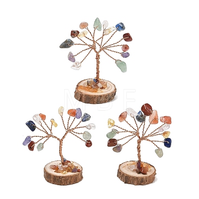 Natural & Synthetic Mixed Gemstone Chips Tree of Life Decorations GG-CBAEDF6-01K-1