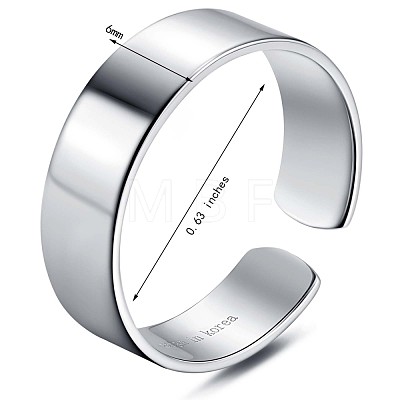 Rhodium Plated 925 Sterling Silver Open Cuff Ring JR868A-03-1