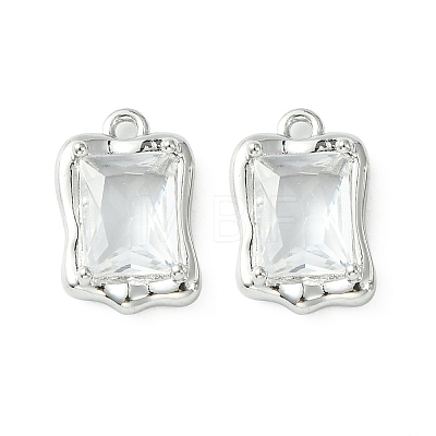 Brass Micro Pave Clear Cubic Zirconia Charms KK-L208-08P-1