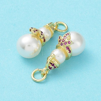 Brass & Cubic Zirconia & Plastic Imitation Pearl Pendants KK-G469-09G-1
