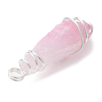 Electroplated Natural Quartz Crystal Dyed Copper Wire Wrapped Pendants PALLOY-JF02327-06-1