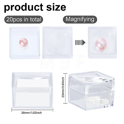 CHGCRAFT 20Pcs Transparent Plastic Ring Viewer Magnifier Boxes CON-CA0001-024-1