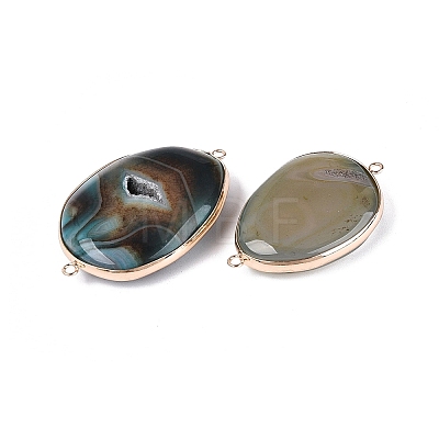 Natural Agate Connector Charms G-Q606-56A-G-1
