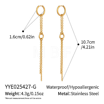 304 Stainless Steel Tassel Hoop Earrings RB4112-1-1