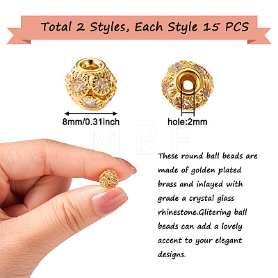 Craftdady 30 Pcs 2 Colors Brass Beads RB-CD0001-02-1
