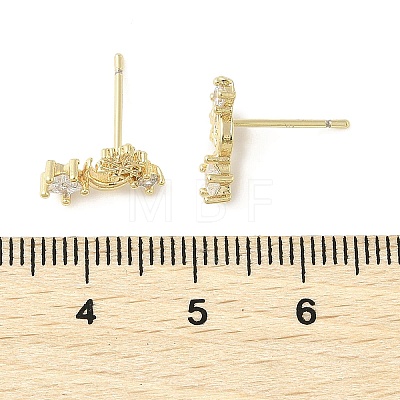 Brass Clear Cubic Zirconia Stud Earrings EJEW-Q014-31G-1