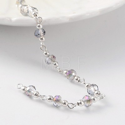 Silver Color Plated Brass Handmade Glass Beaded Chains AJEW-JB00204-1