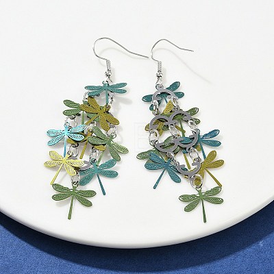 430 Stainless Steel Dragonfly Dangle Earrings EJEW-A137-04P-04-1