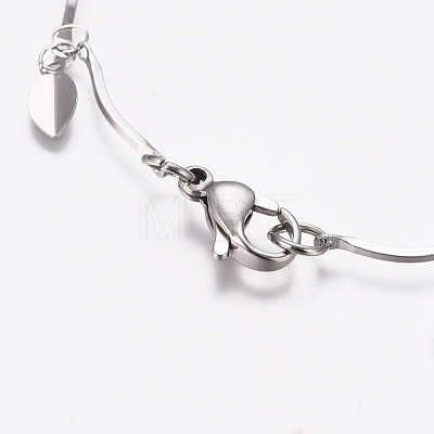 304 Stainless Steel Heart Charm Bracelets BJEW-G628-03P-1