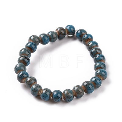 Handmade Fancy Antique Glazed Porcelain Ceramic Round Beads Strands X-PORC-L019-6mm-11-1