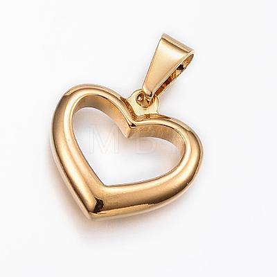 304 Stainless Steel Open Heart Pendants STAS-H372-23G-1